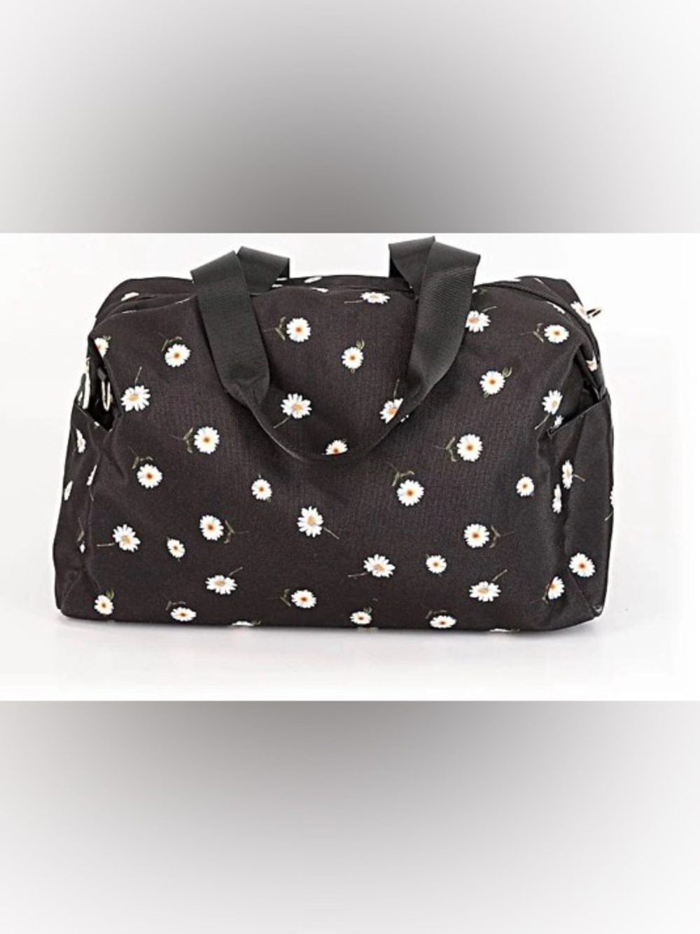 ALICE + OLIVIA by Stacey Bendet Black Daisy Floral Duffel Weekender Bag EUC!